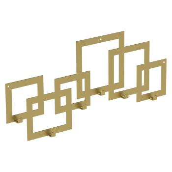 Garderobenhaken Design Garderobenleiste Wand Loft Modern Geometrisches Motiv GOLD Kleiderhaken aus Metall - 60 cm - für Mäntel, Jacken, Schals / SQUARE GOLD