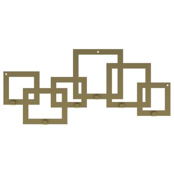 Preview: Garderobenhaken Design Garderobenleiste Wand Loft Modern Geometrisches Motiv GOLD Kleiderhaken aus Metall - 60 cm - für Mäntel, Jacken, Schals / SQUARE GOLD