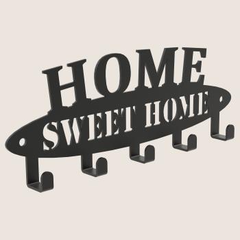 Schlüsselanhänger SCHWARZ aus Metall Tür LOFT Modern Schlüssel Bügel / HOME SWEET HOME