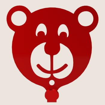 Kleiderhaken Kleiderbügel Kinder Haken ROT Tiere aus Metall, für Eingang, Flur, Schlafzimmer, Kinderzimmer Kindergarten / TEDDYBÄR