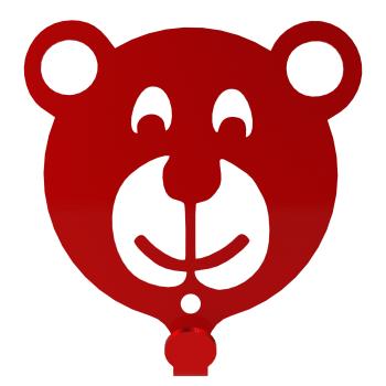 Kleiderhaken Kleiderbügel Kinder Haken ROT Tiere aus Metall, für Eingang, Flur, Schlafzimmer, Kinderzimmer Kindergarten / TEDDYBÄR