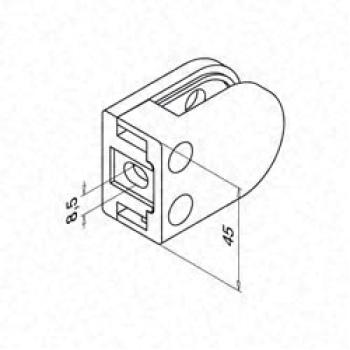 Glashalter Zinkdruckguss 63x45 Roh Rund Eckig Glasklemme Glass Clamp flach Zink