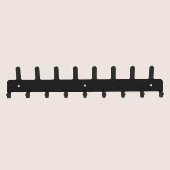 Kleiderhaken Garderobenleiste Hakenleiste Schwarz Doppelhaken - 50 cm - aus Metall, für Eingang, Flur, Schlafzimmer, Flurgarderobe mit 9 Haken / VOX MAXI