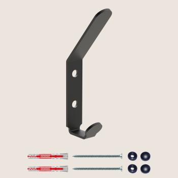 Kleiderhaken Garderobe Hakenleiste Schwarz aus Metall, Bügel für Eingang, Flur, Schlafzimmer, Flurgarderobe / VOX MINI