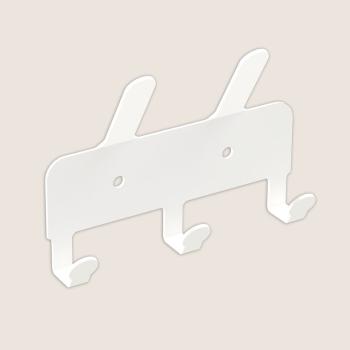 Kleiderhaken Garderobenleiste Hakenleiste WEIß Doppelhaken - 14 cm - aus Metall, für Eingang, Flur, Schlafzimmer, Flurgarderobe mit 3 Haken / JAVA QUINTET