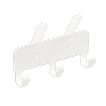 Kleiderhaken Garderobenleiste Hakenleiste WEIß Doppelhaken - 14 cm - aus Metall, für Eingang, Flur, Schlafzimmer, Flurgarderobe mit 3 Haken / JAVA QUINTET