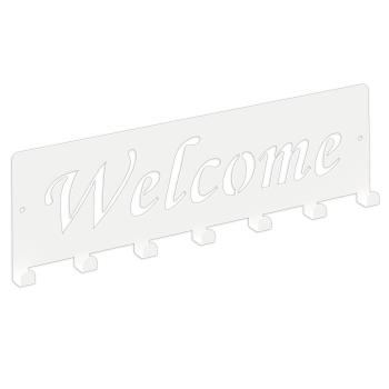 Kleiderhaken Bügel Garderobenleiste Hakenleiste WEIß - 40 cm - aus Metall, für Eingang, Flur, Schlafzimmer, Flurgarderobe / WELCOME-2