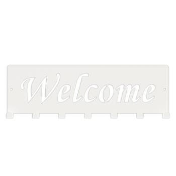 Preview: Kleiderhaken Bügel Garderobenleiste Hakenleiste WEIß - 40 cm - aus Metall, für Eingang, Flur, Schlafzimmer, Flurgarderobe / WELCOME-2