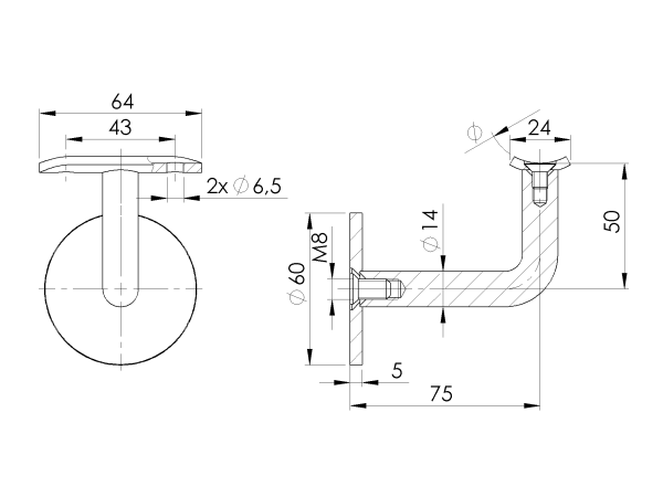 Handlaufhalter an die Wand