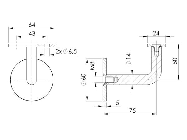 Handlaufhalter an die Wand