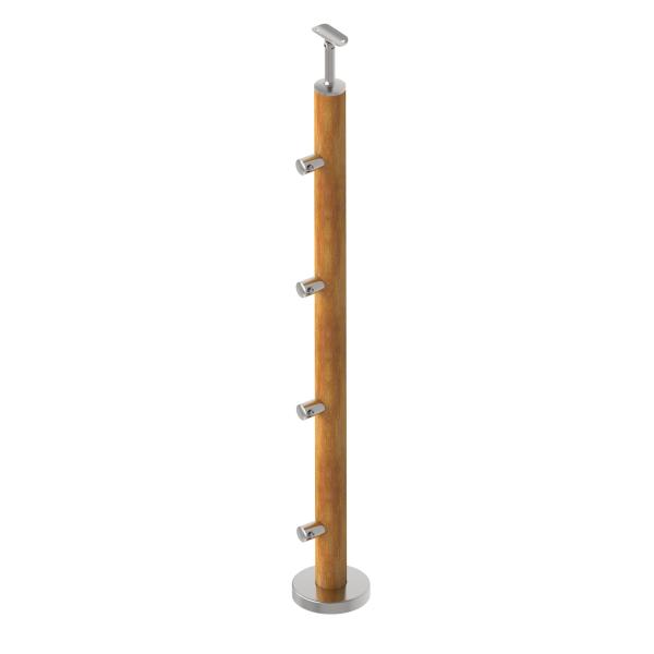 Pfosten, Buche, AISI304+BEECH, D50/4xd12mm, H900m