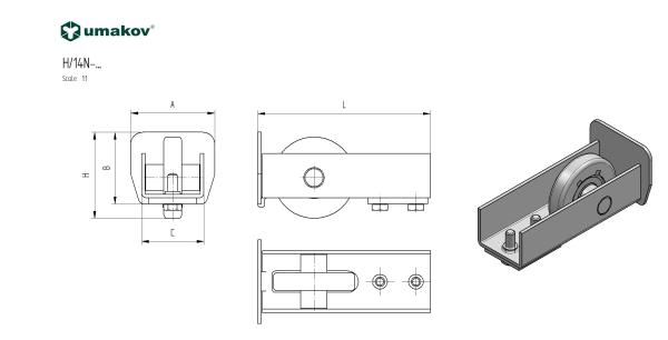 Endrad für Laufschiene Zn, profile 94x85mm