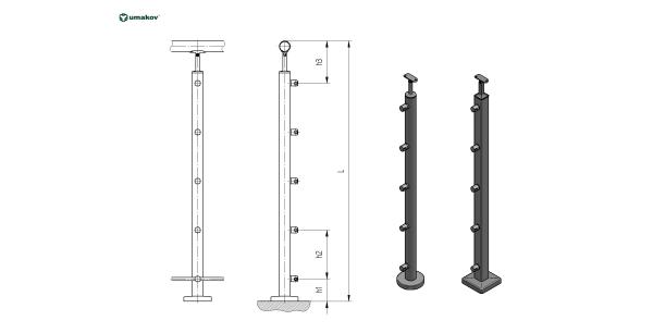 Pfosten, (BEECH) D50/5x12mm, H1000