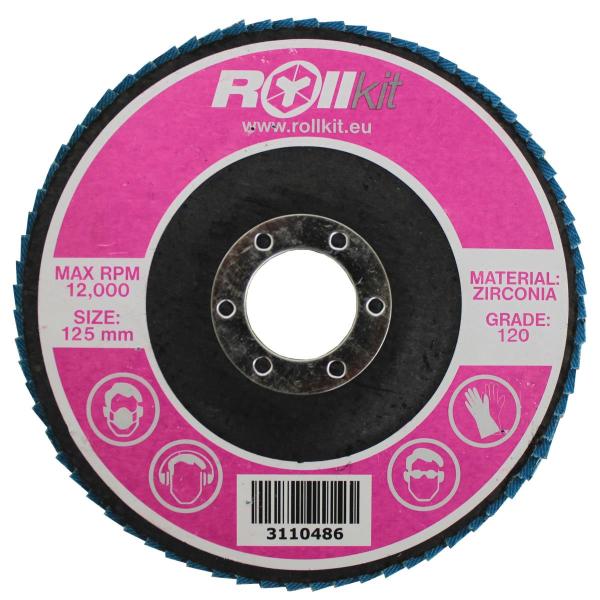 Lamellenscheibe für Edelstahl, D125, d22,2, t7,25 mm, P120