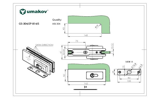 Schlösser für Glastüren AISI 304