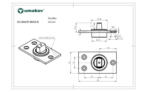 Rod für untere Scharnier - auf den Boden
