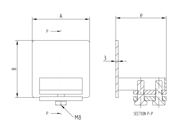 Endkappe für Laufschiene ohne Rad profile 60x60mm