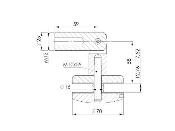 Glashalter für Vordachsystem