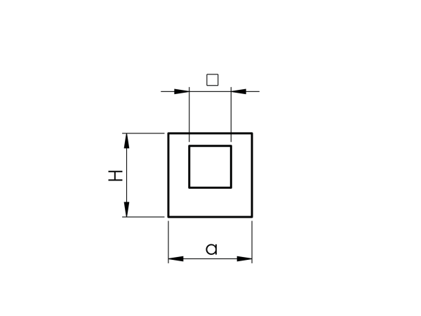 Füllstabhalter eckig AISI304, 12x10/40x40mm