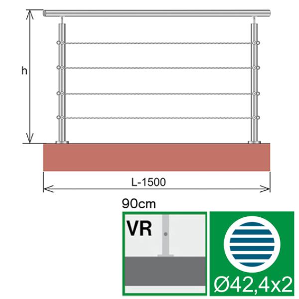 Seilgeländer - Edelstahl - Bodenmontage - gerade A