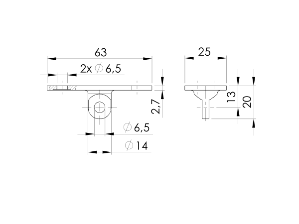 Anschraubeplatte für Handlaufhalter