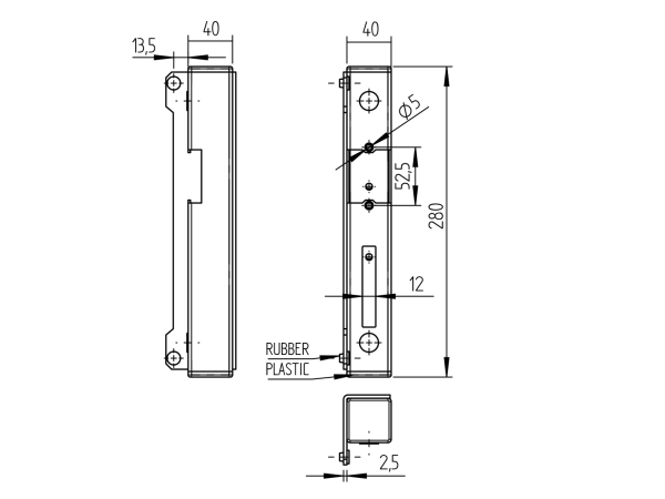 Anschlag für elektromagnetisches Schloss 40x40