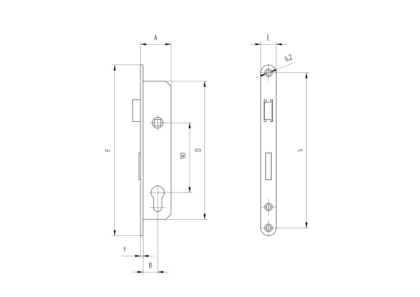 Zylinderschloß für JP Profil 40x40mm