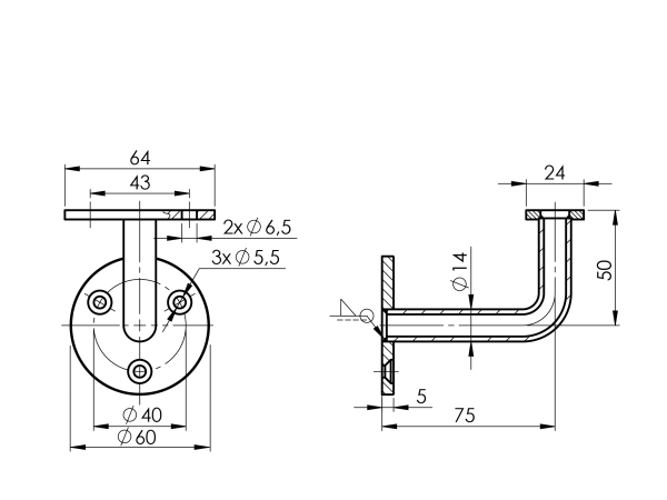 Handlaufhalter an die Wand