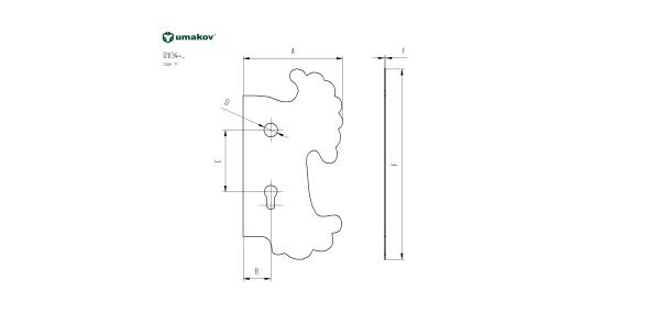 Schlossplatte – rechts 270x160, t2, C90, D20mm