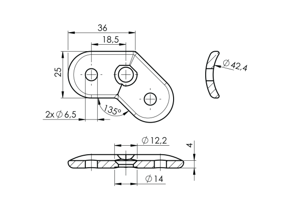 Anschraubplatte für Handlaufhalter