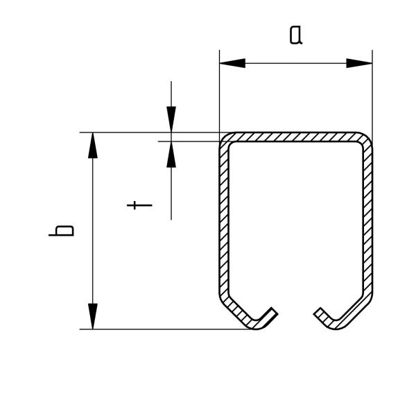 EdelstahlLaufschiene INOX, 42x54x2,5mm, L6m