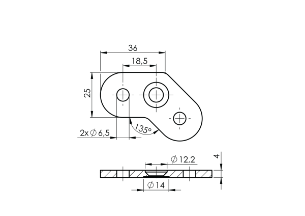 Anschraubplatte für Handlaufhalter