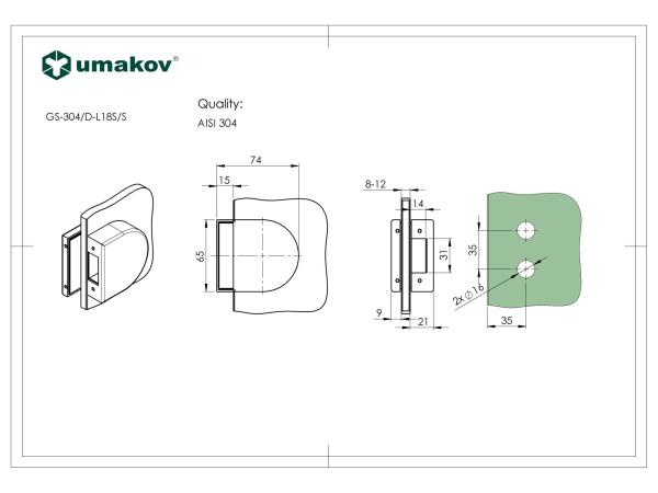 Verriegelungsteil für Glastür GS-304/D-200/S