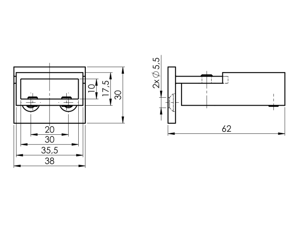 Beschlag für Stange Edelstahl