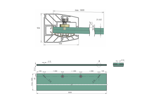 Aluminiumkanal dach profil FIX +1.5°