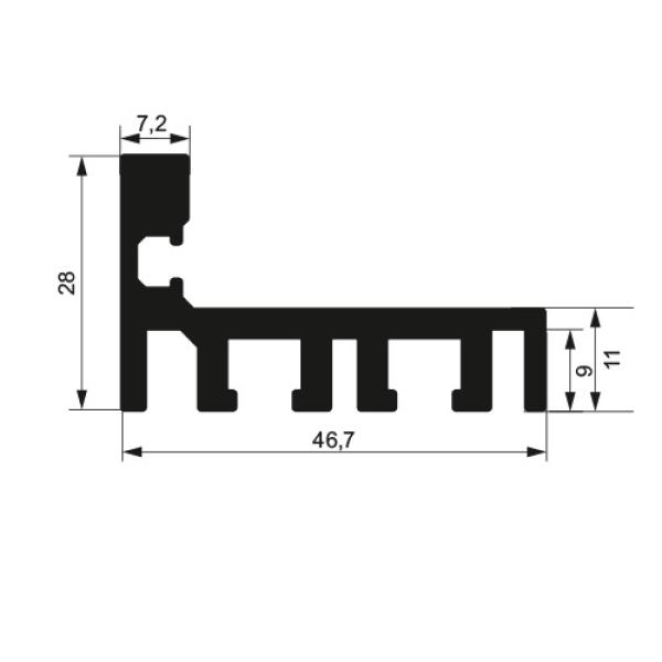 Türprofil für Glastür "L"