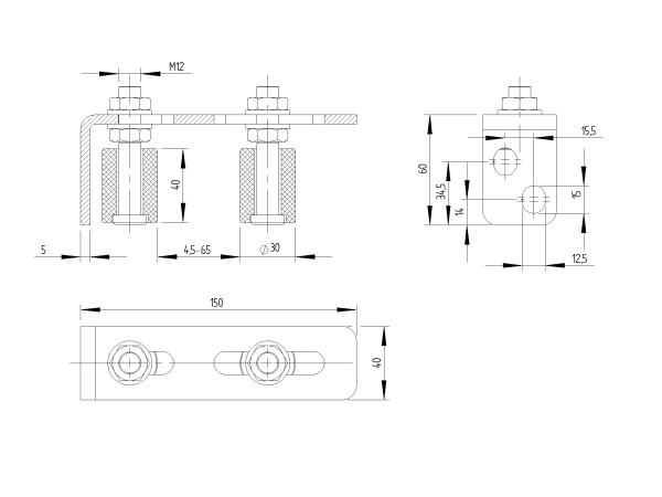 Befestigungswinkel mit Kunststoffrolle, Zn