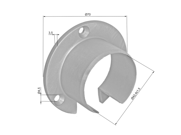 Handgriff-Glashalter-Flansch Aluminium