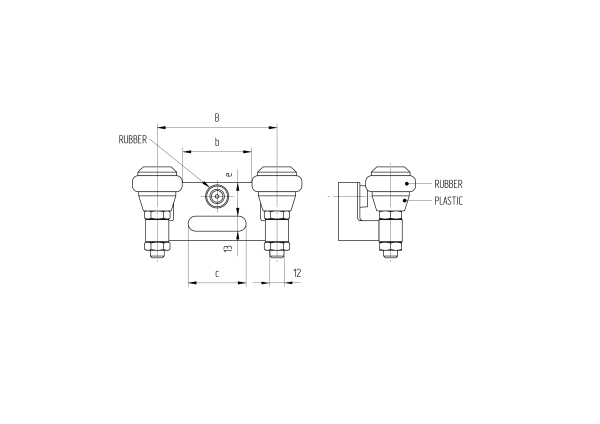 Auflageschuh für Tor, Inox, b60mm, black rubber