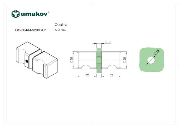 Griff an der Glastür 30x30mm