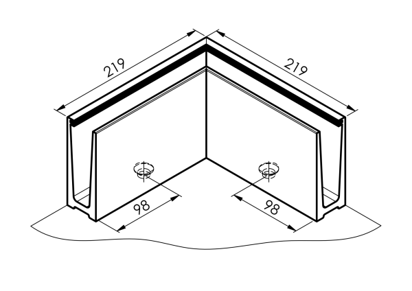 Ecke OUT für Aluprofil mit Oberverankerung AL/INOX