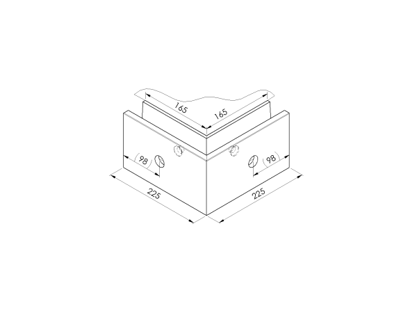 Ecke IN für Aluprofil mit Oberverankerung AL/ELOX/