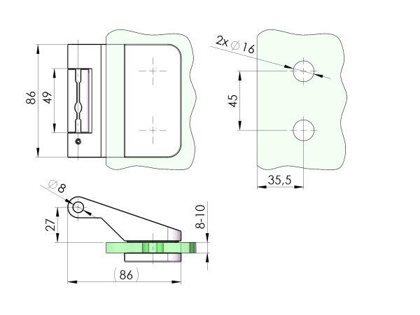 Glastürscharnier office