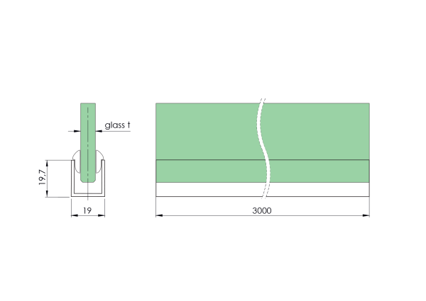 Verglasungsprofil U AL 20x20x2mm