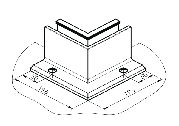 Ecke IN für Aluprofil mit Oberverankerung AL/ELOX/
