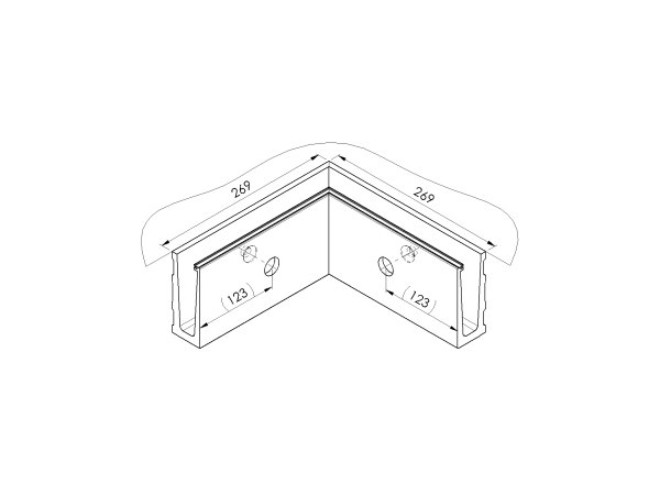Ecke IN für Aluprofil mit Seitenverankerung AL/ELO