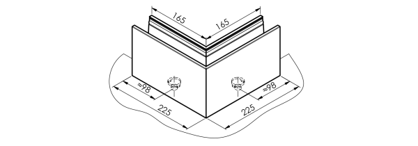 Ecke IN für Aluprofil mit Oberverankerung AL/ELOX/