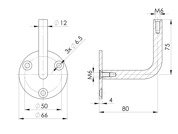 Handlaufhalter an die Wand