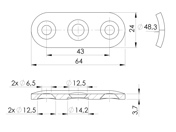 Anschraubeplatte für Handlaufhalter