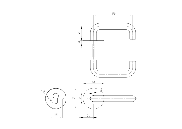 Türdrücker Edelstahl AISI 201, K320 BB